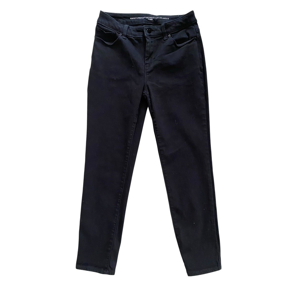 Chicos Womens Perfect Stretch Girlfriend Slim Leg Ankle Black Jeans Size US 4
